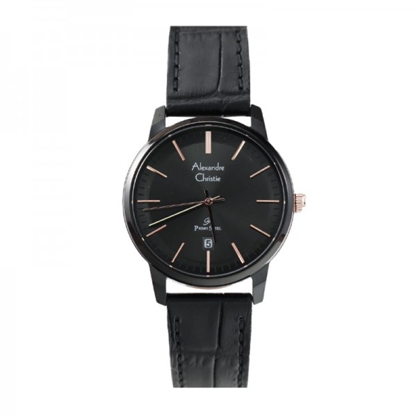 Alexandre Christie AC 1030 Full Black Rosegold Leather Lady LDLIPBARG